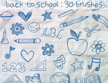 school doodles brushes photoshop