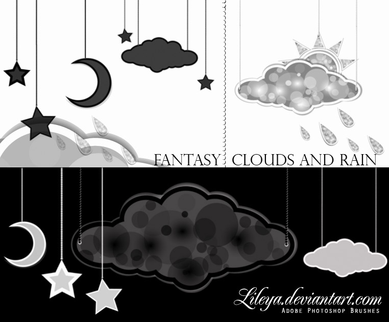 Fantasy Clouds and Rain Photoshop brush