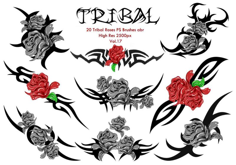 20 Tribal Roses PS Brushes Vol.17 Photoshop brush