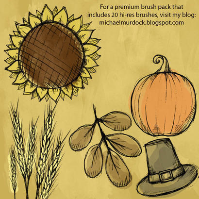 Fall/Thanksgiving Sketch Brushes Photoshop brush