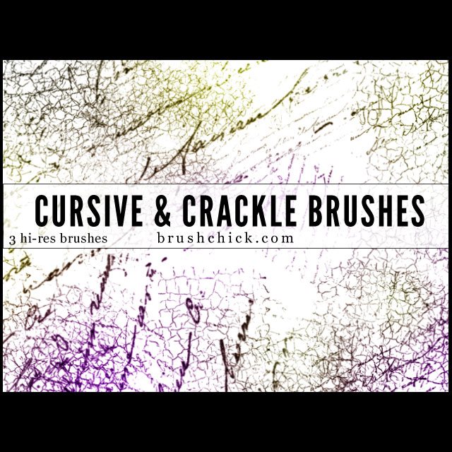 3 Cursive and Crackle Brush Pack Photoshop brush