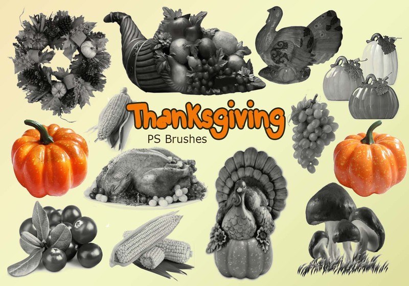 20 Thanksgiving PS Brushes abr. Vol.1 Photoshop brush