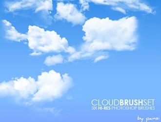 6 Hi-Res Cloud Brushes Photoshop brush