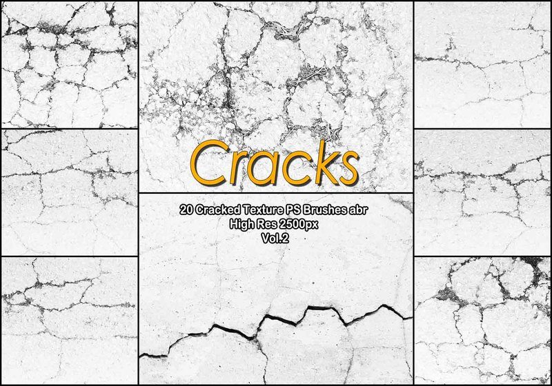 20 Cracked Concrete PS Brushes abr. vol.2 Photoshop brush