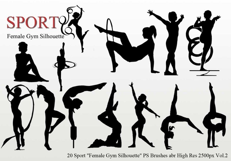female gym silhouette quot ps brushes