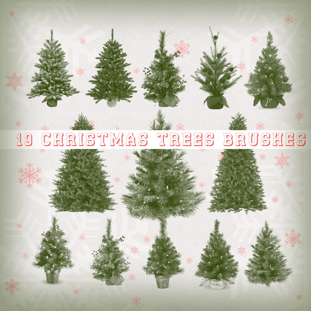 19 Christmas Trees Brushes - Nature Photoshop Brushes BrushLovers.com