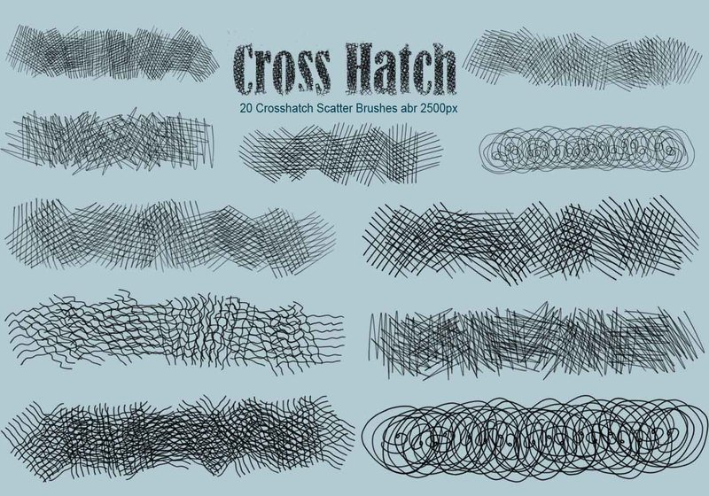 20 Crosshatch Scatter PS Brushes abr Photoshop brush