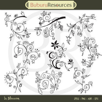 in blossom hand drawn floral brushes