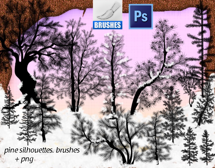 Pine Silhouettes Brushes Photoshop brush