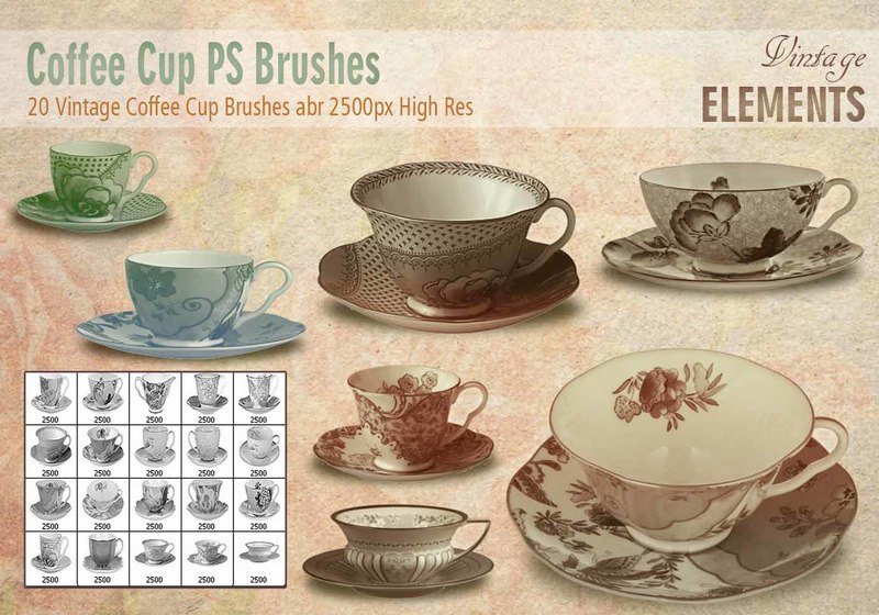 Vintage Coffee Cup Brushes abr Photoshop brush