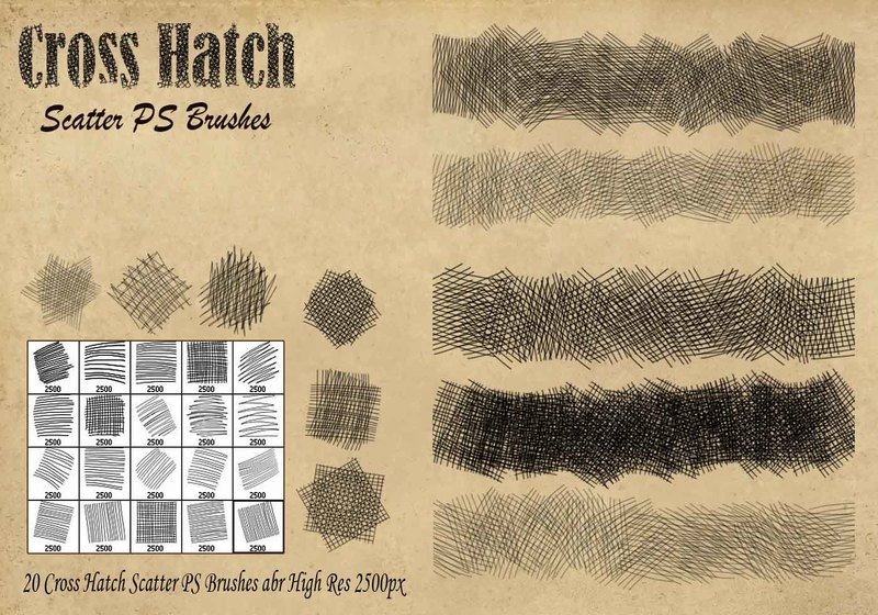 Cross Hatch Scatter PS Brushes abr Photoshop brush