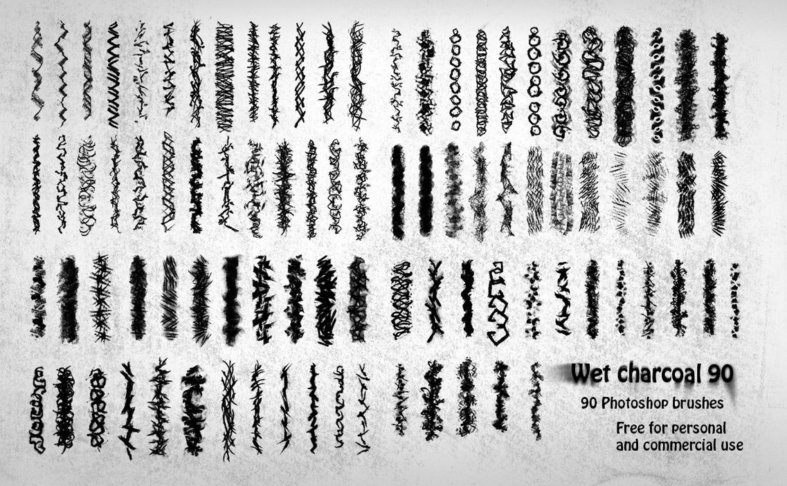90 wet charcoal photoshop brushes