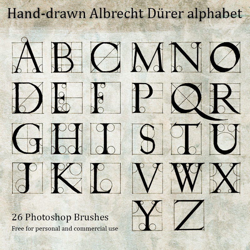 Hand Drawn Durer Alphabet Photoshop brush
