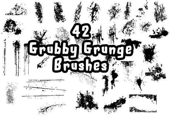 42 grubby grunge brushes splat