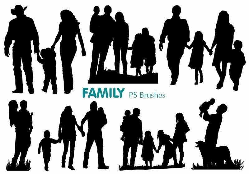 20 Family Silhouette PS Brushes abr.vol.1 Photoshop brush