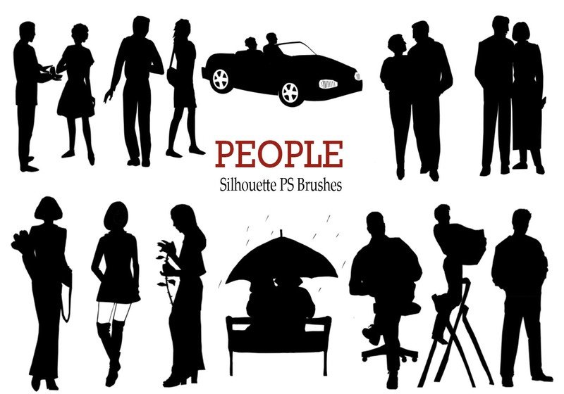 20 people silhouette ps brushes vol 1