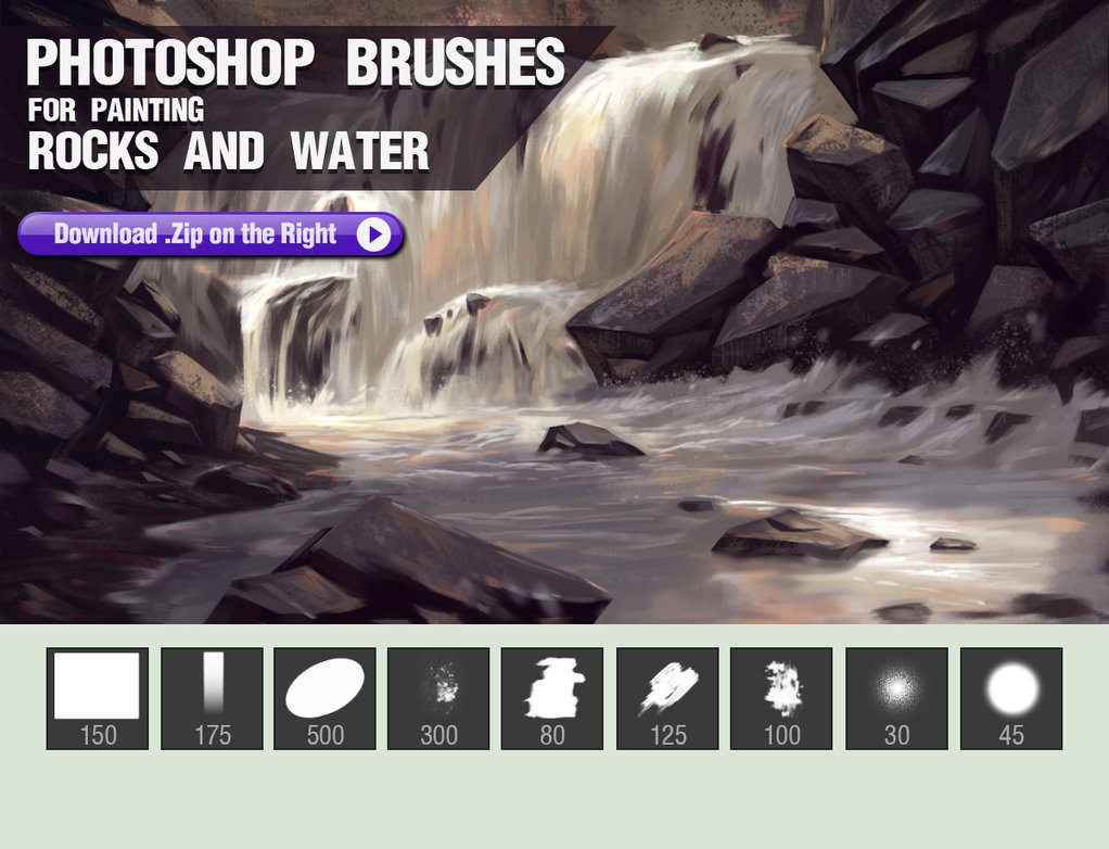Painting Rocks and Water Brushes Photoshop brush