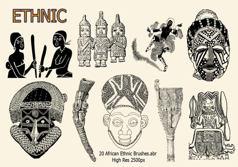 20 African Ethnic Brushes.abr Photoshop brush