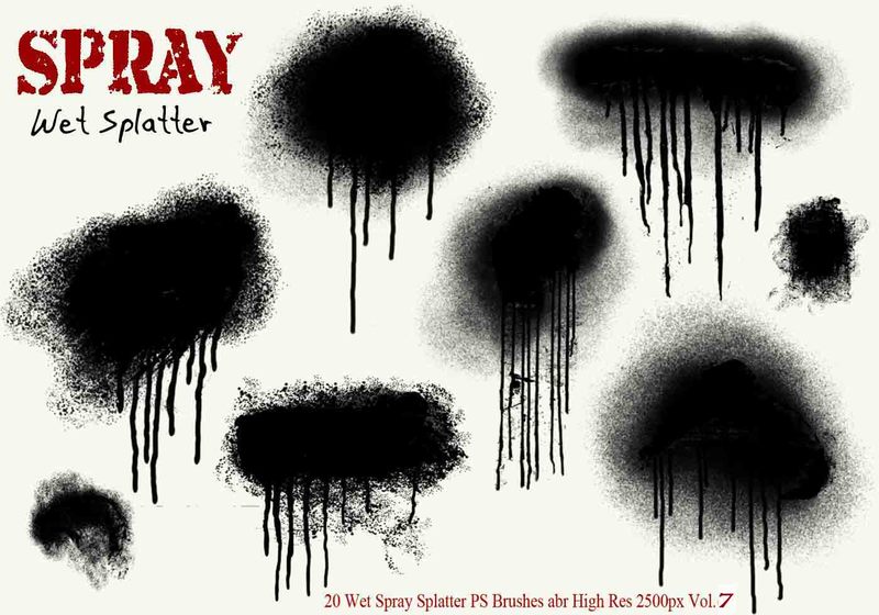 20 Ink Drip Paint Spray Splatter PS Brushes Vol.7 Photoshop brush