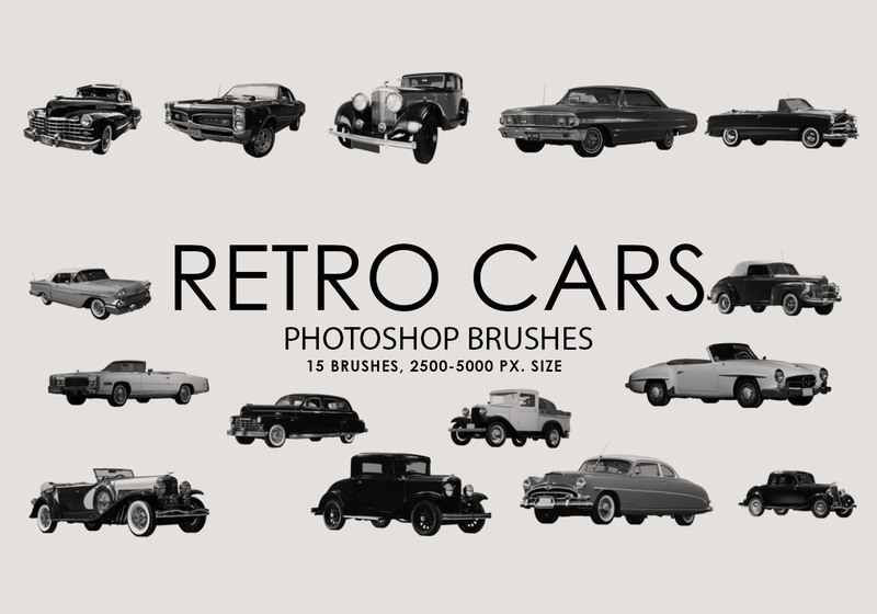 free retro cars photoshop brushes