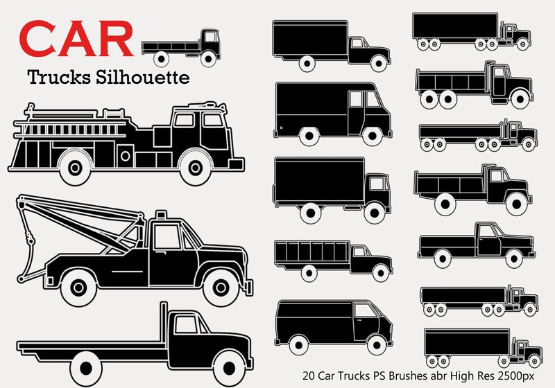20 Car Truck Silhouette PS Brushes Photoshop brush