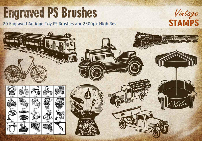 Engraved Antique Toy PS Brushes abr. Photoshop brush
