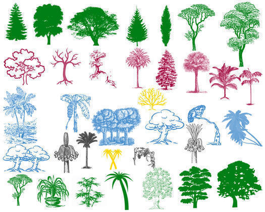 tree silhouette brushes pack flowers