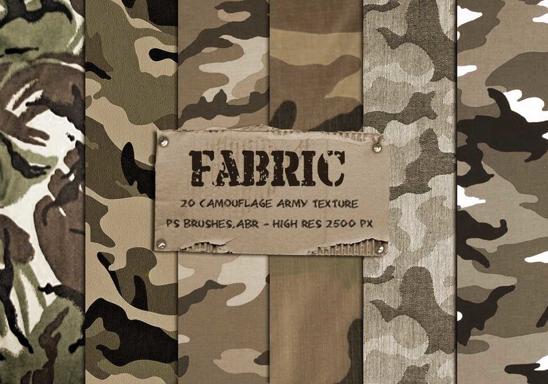 20 camouflage fabric texture ps brushes