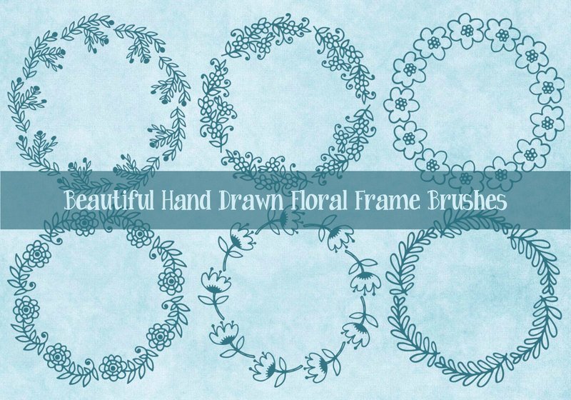 Cute Hand Drawn Sketchy Floral Frame Brushes Photoshop brush