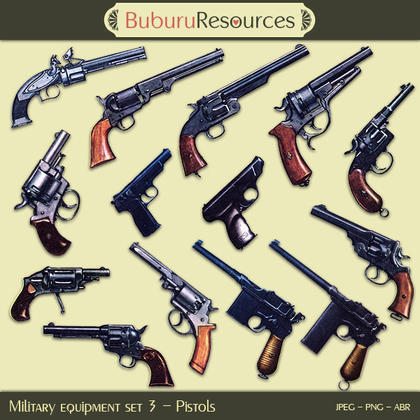 Military equipment - Pistols and Gun Brushes Photoshop brush