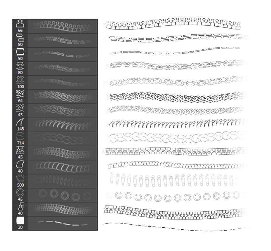 Chain, Stick, Zipper and more Brushes Photoshop brush