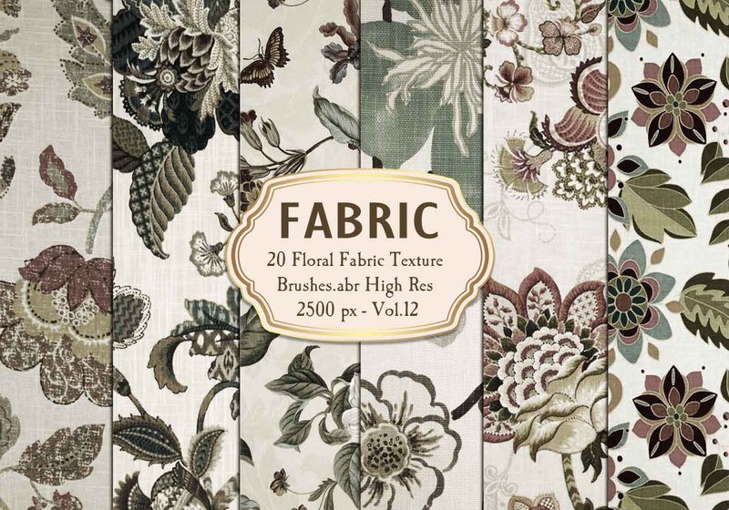 20 Floral Fabric Texture Brushes Vol.12 Photoshop brush