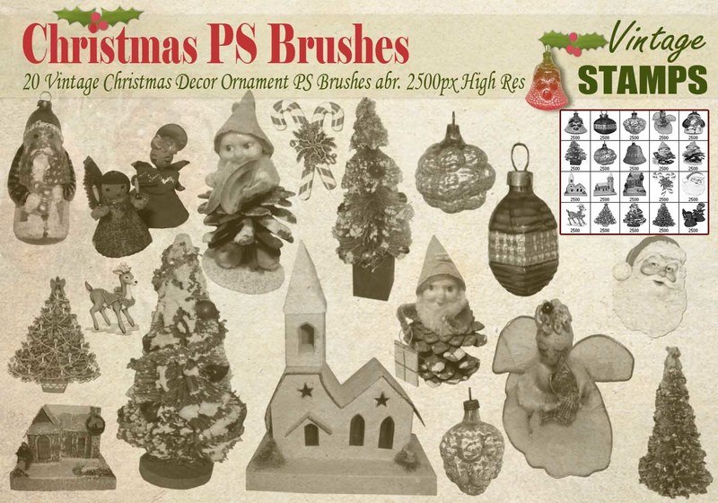 Vintage Christmas PS Brushes  Photoshop brush