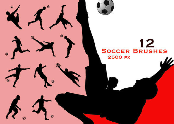 set of soccer football brushes people