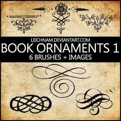 book ornaments brushes 1 decorative