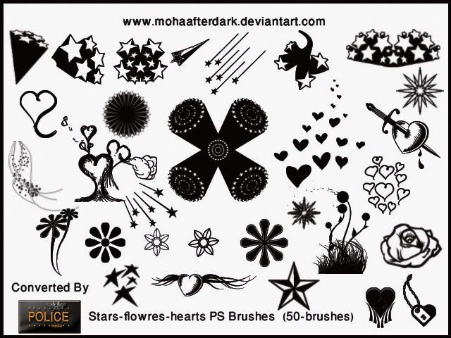 stars flowers hearts shape photoshop