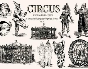 20 Engraved Circus Ps Brushes vol.6 Photoshop brush