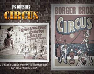  20 Vintage Circus Poster Ps Brushes vol.2 Photoshop brush