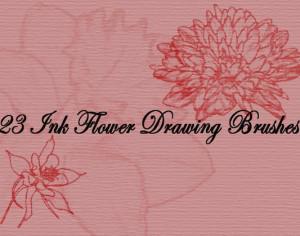 Ink Drawing Flower Brushes Photoshop brush
