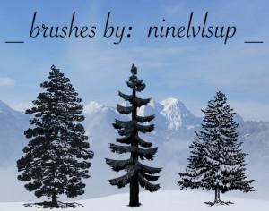 3 Pine Tree PS Brushes Photoshop brush