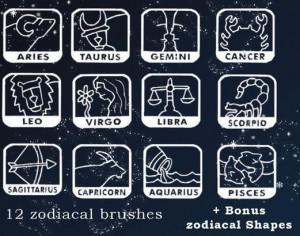 12 zodiacal brushes and shapes Photoshop brush