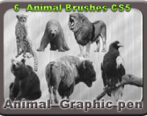 6 Animal Graphic Pen Brushes Photoshop brush
