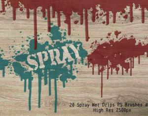 20 Spray Wet Drips PS Brushes Vol.8 Photoshop brush