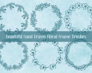Cute Hand Drawn Sketchy Floral Frame Brushes Photoshop brush