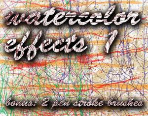Watercolor Effects 1 (plus 2 pen stroke brushes) Photoshop brush