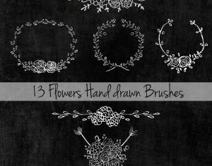 13 Flowers Hand Drawn Brushes Photoshop brush