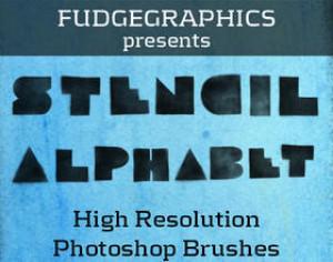Stencil Alphabet Brush Set Photoshop brush