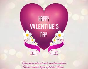 Valentine's day vector illustration with heart, flowers and ribbon Photoshop brush