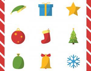 Christmas vector illustration with set of icons Photoshop brush