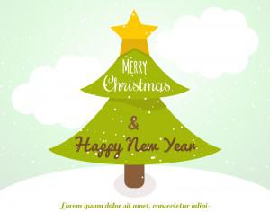 Christmas background with typography and christmas tree Photoshop brush